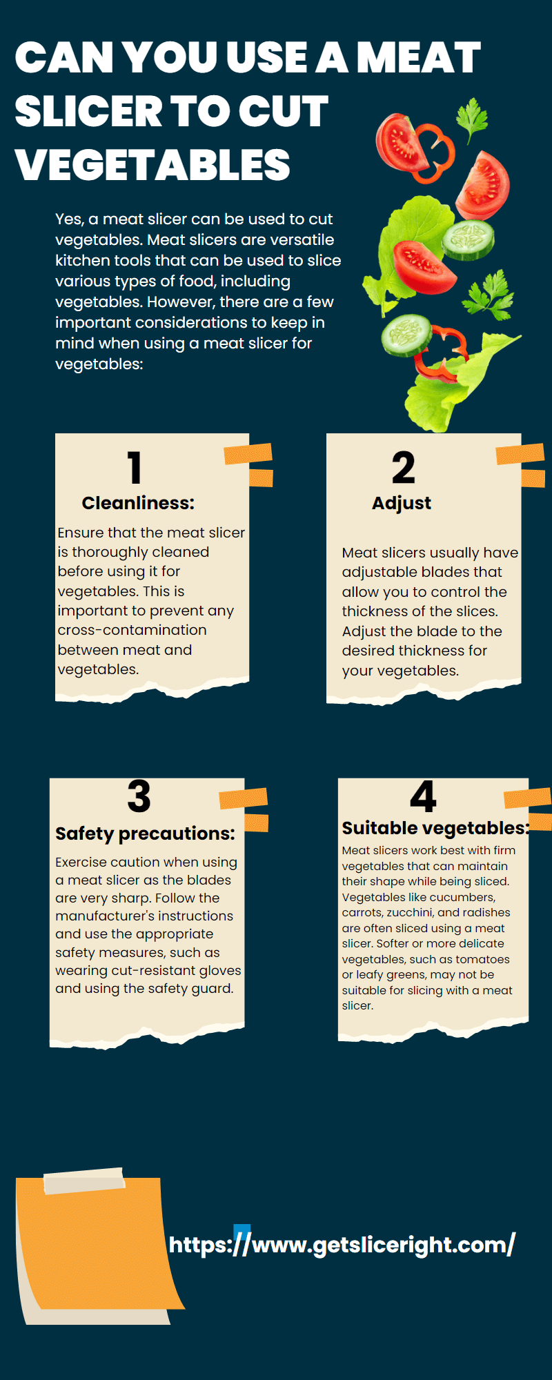 Can you use a meat slicer to cut vegetables - getsliceright infographic