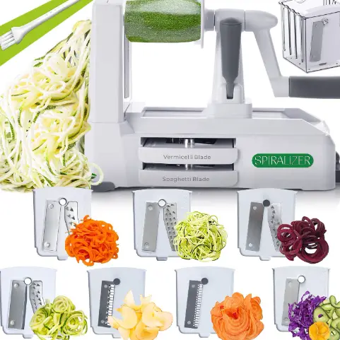 Different parts and cuts in spiral slicer