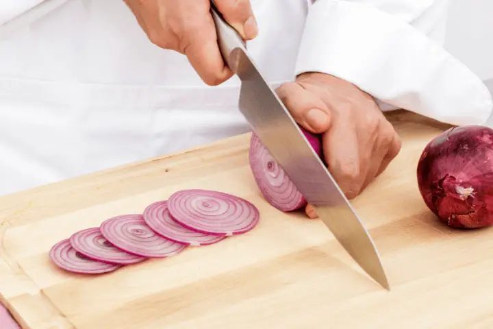 Slicing Onions with knife Slicing Onions