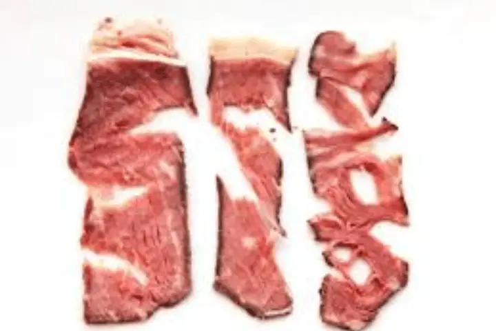 Torn meat slices