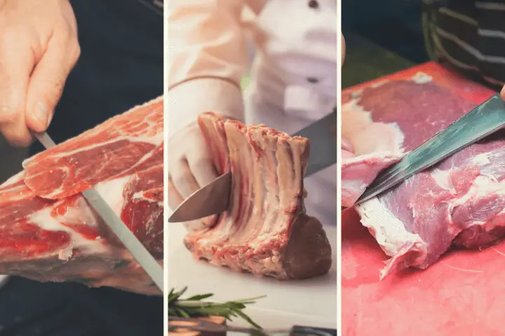 Cutting meat with knife Using a Regular Meat Cutting Knife