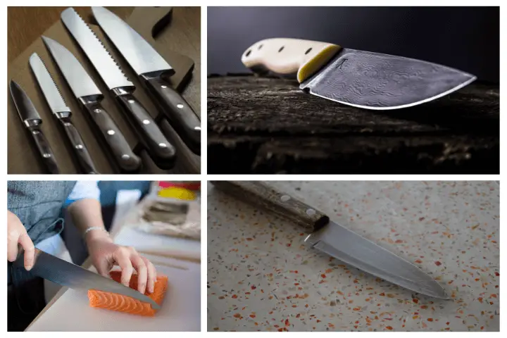 Different sharp thin knives sharp knives and cutters