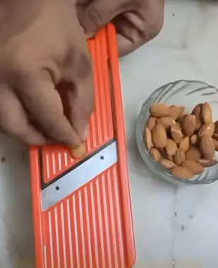 How to slice almonds on a mandoline slicer