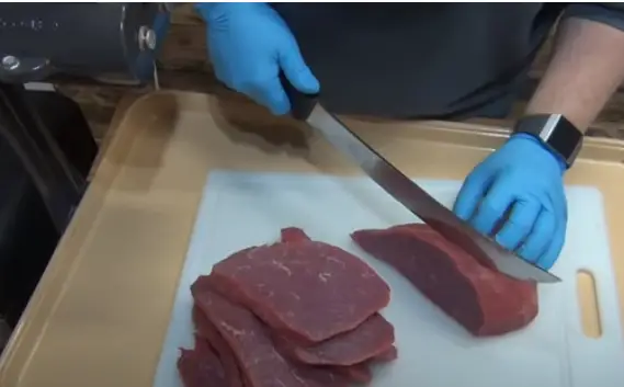 Step one to slicing meat for jerky