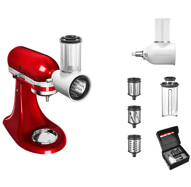 Different attachments of kitchenaid rotor slicer and shredder