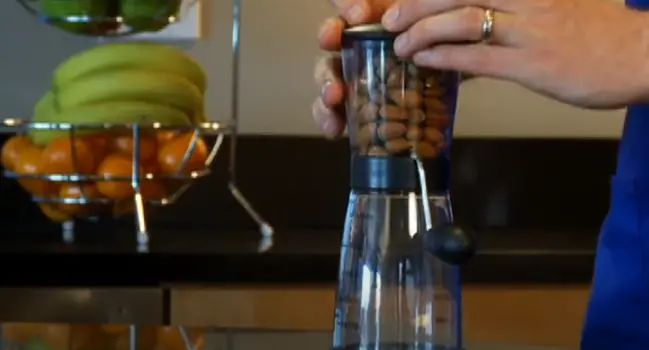 Step 2 to slicing almonds