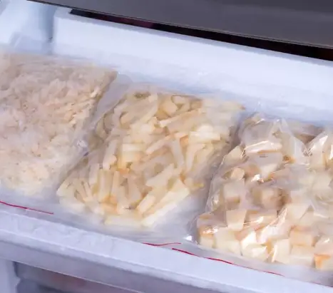 Freeze sliced potatoes