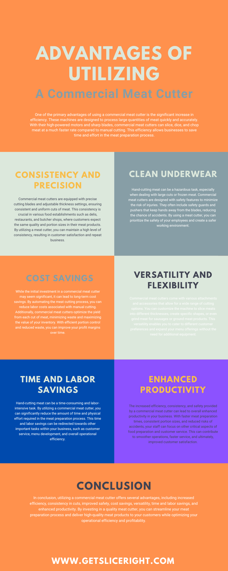Advantages of utilizing a commercial meat cutter - infographic