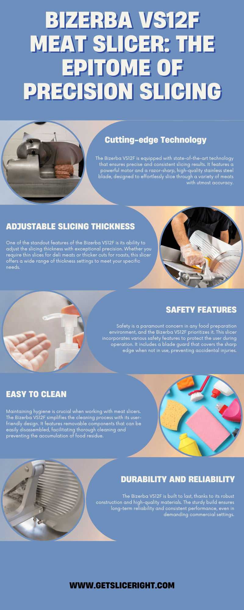 Bizerba vs12f meat slicer the epitome of precision slicing - infographics