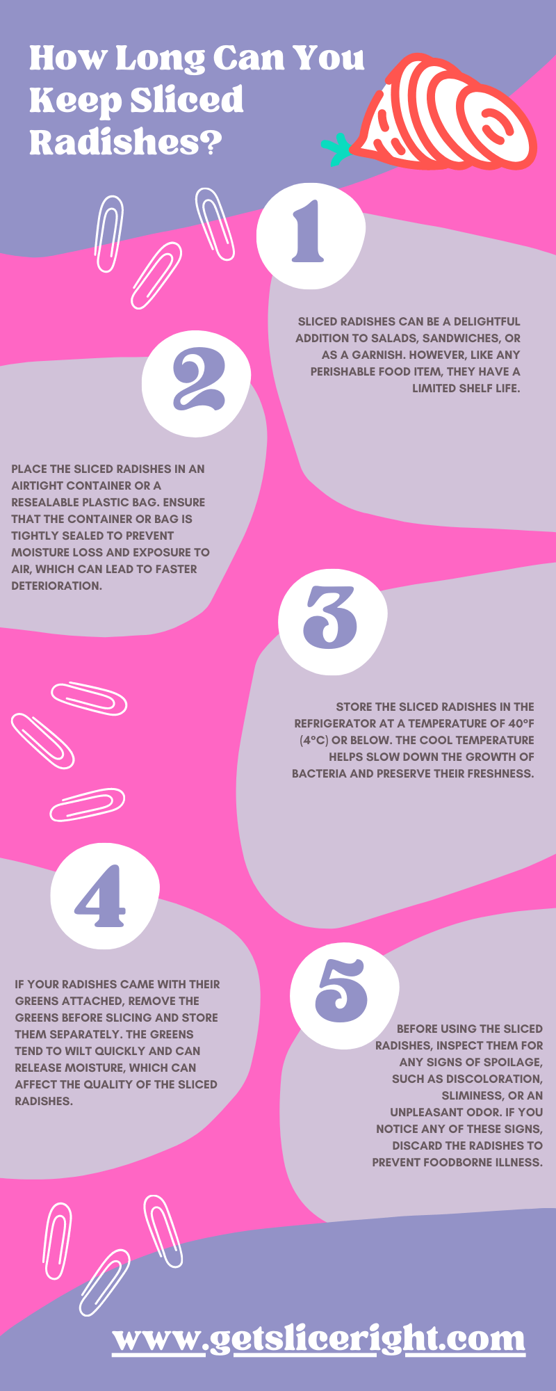 How long can you keep sliced radishes - infographics
