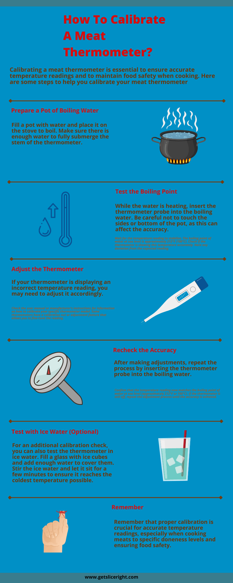 How to calibrate a meat thermometer - infographic