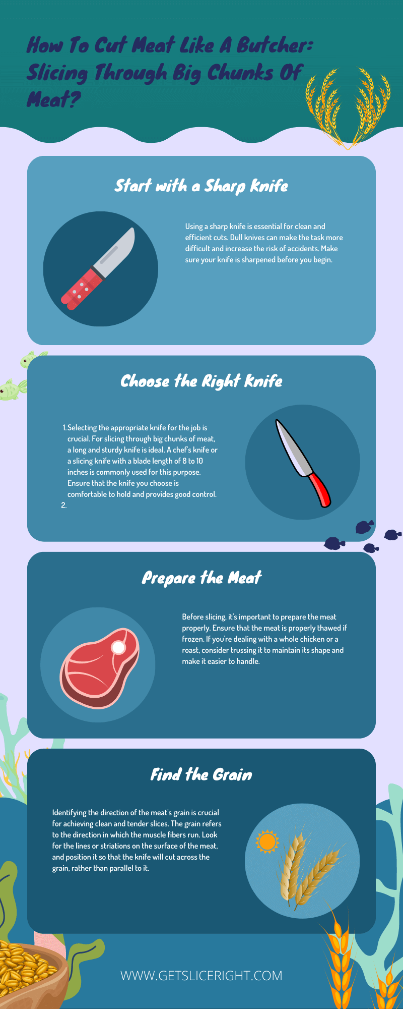 How To Cut Meat Like A Butcher Slicing Through Big Chunks Of Meat - Infographics