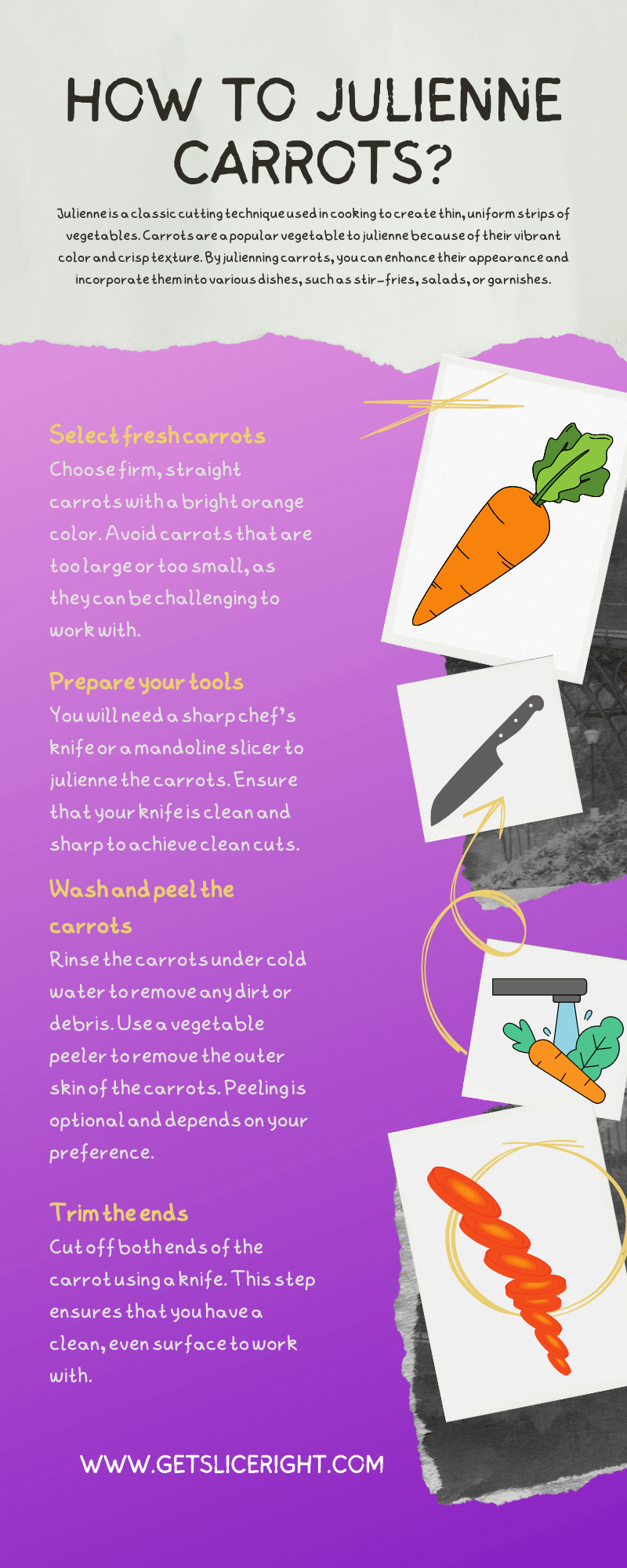 How to julienne carrots - infographics
