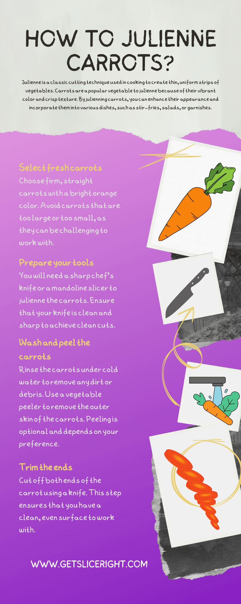 How To Julienne Carrots - Infographics