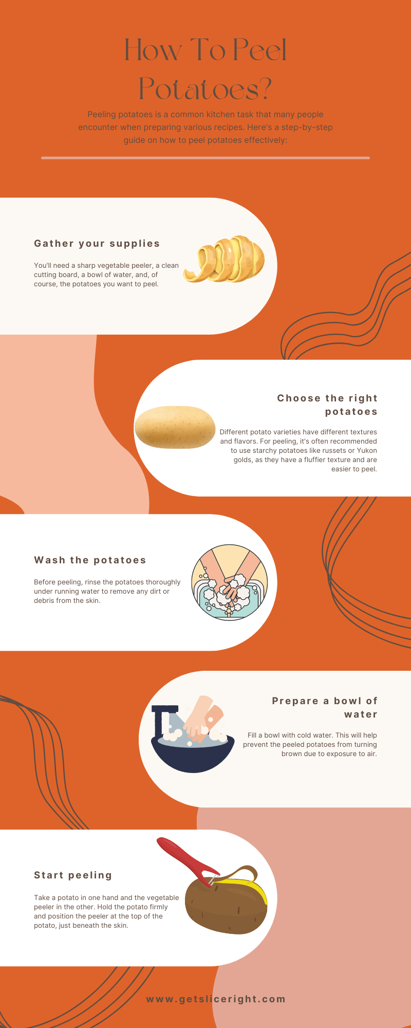 How to peel potatoes - infographics