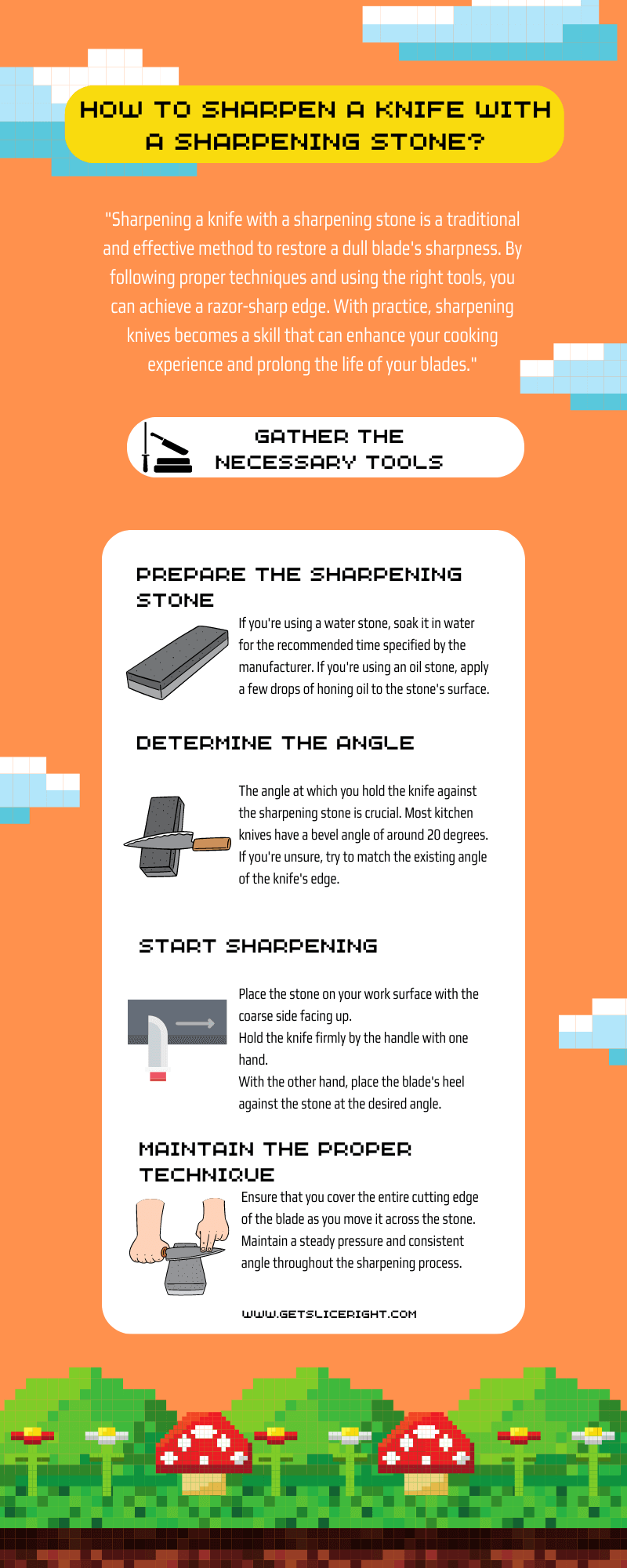 How To Sharpen A Knife With A Sharpening Stone - Infographics