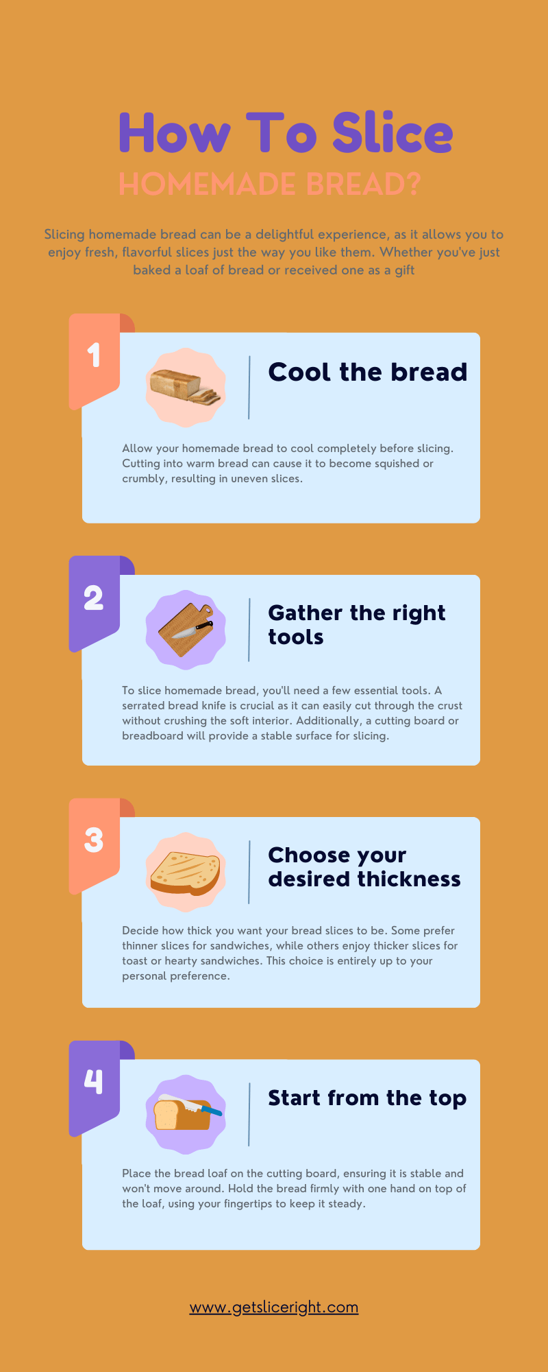 How to slice homemade bread - infographics