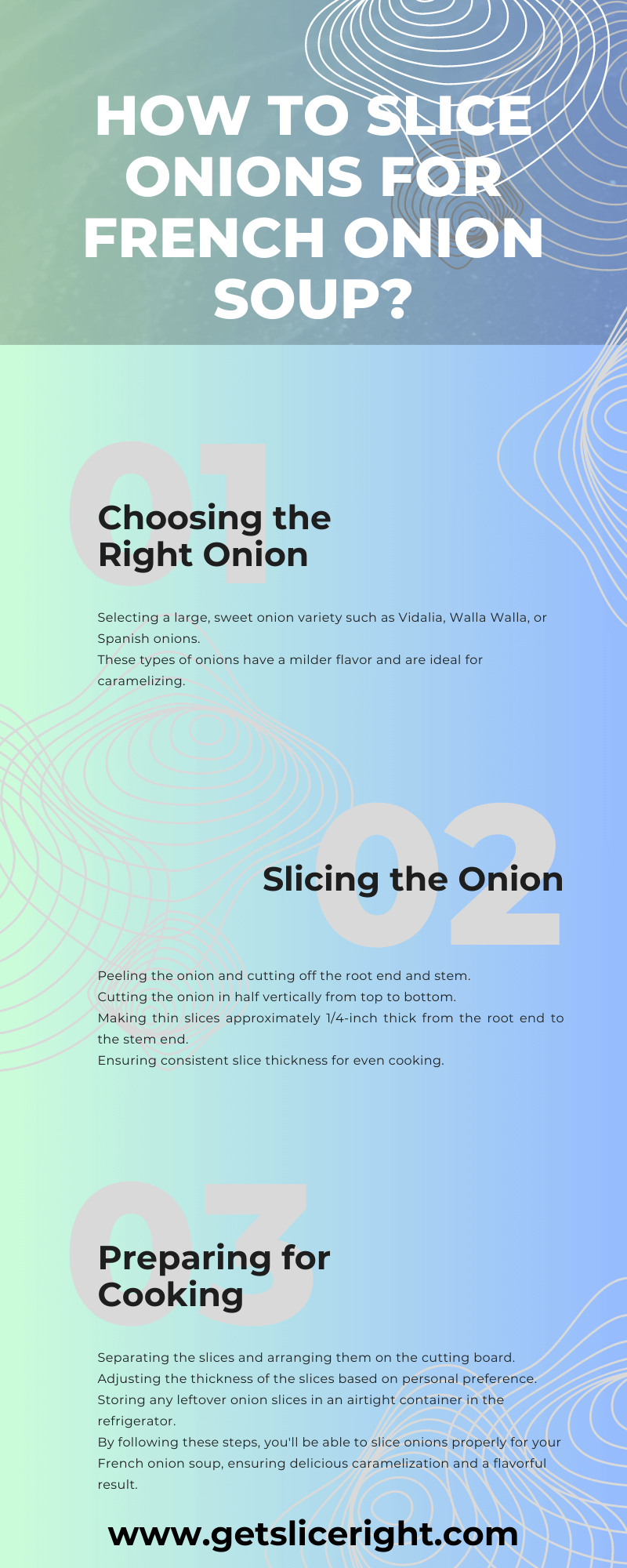 How to slice onions for french onion soup - infographics