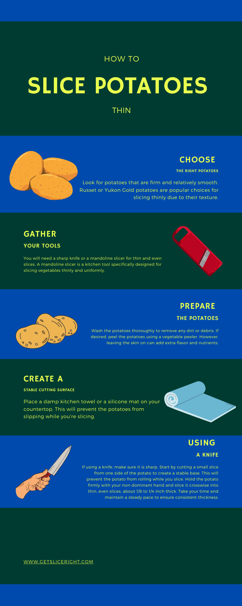 How to slice potatoes thin - infographics