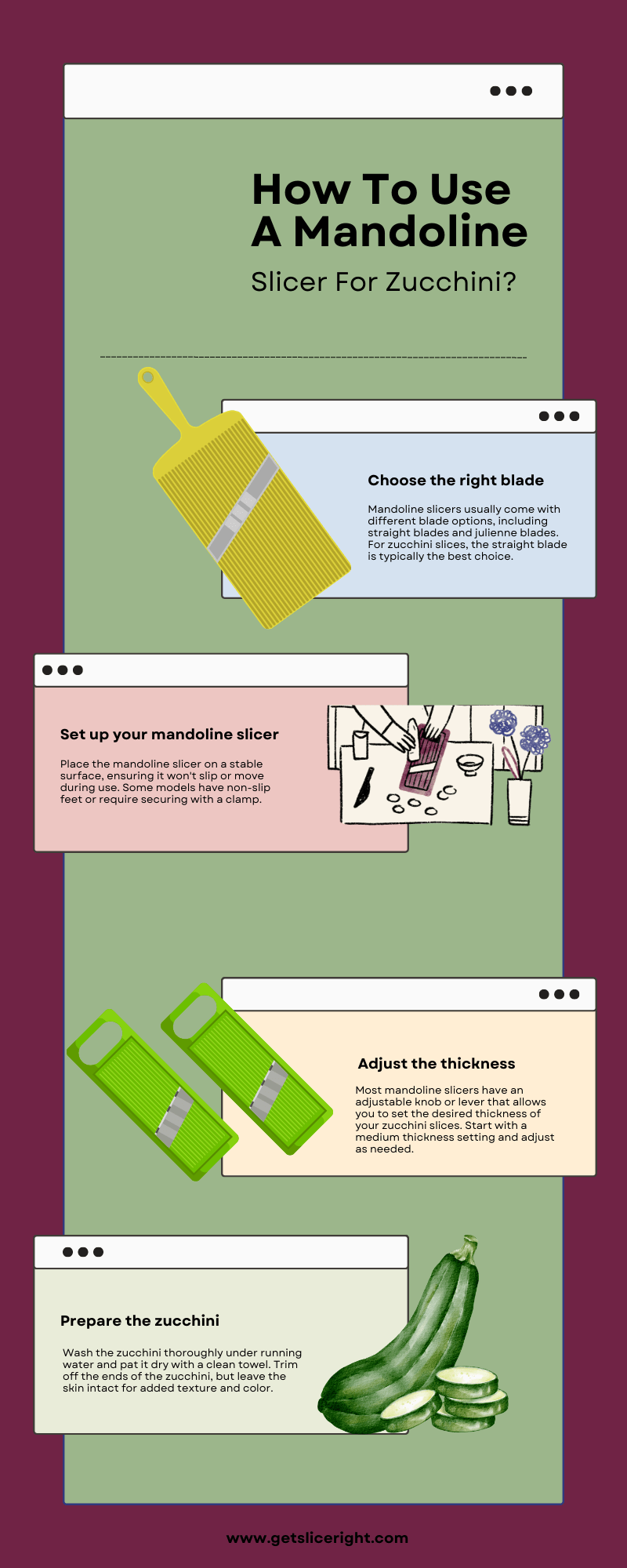 How to use a mandoline slicer for zucchini - infographics