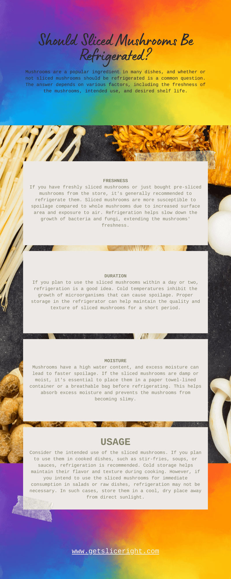 Should sliced mushrooms be refrigerated - infographic