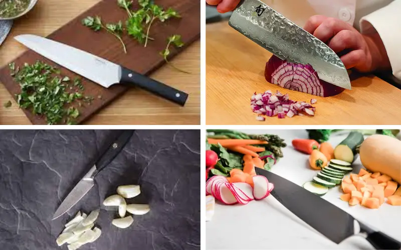 Which knives do chefs use for slicing vegetables