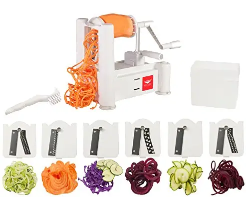 Paderno World Cuisine Vegetable Spiralizer, 6-Blade Paderno World Cuisine 6-Blade Vegetable Slicer Spiralizer