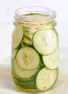 Slice the cucumber and immediately transfer