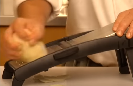 With a gentle and steady motion start slicing Start slicing