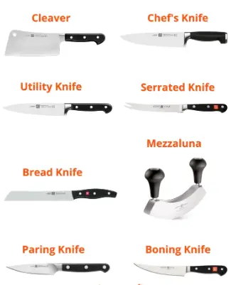 What are the different types of knives