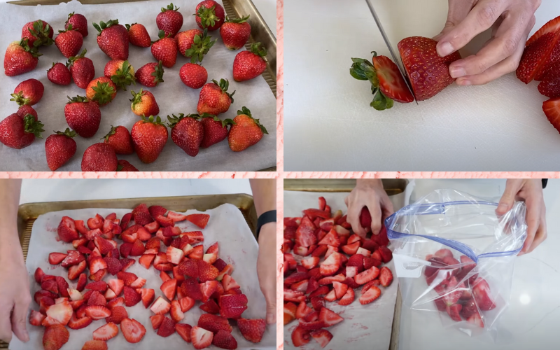 How do you freeze sliced strawberries