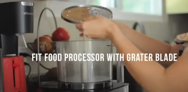 Once the blade is fitted, secure the food processor with the lid Once the blade is fitted