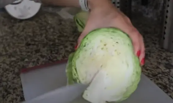 Remove the Stem from cabbage Remove the Stem