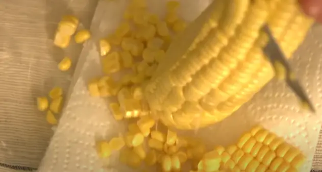 Start Slicing the corn Slice the corn