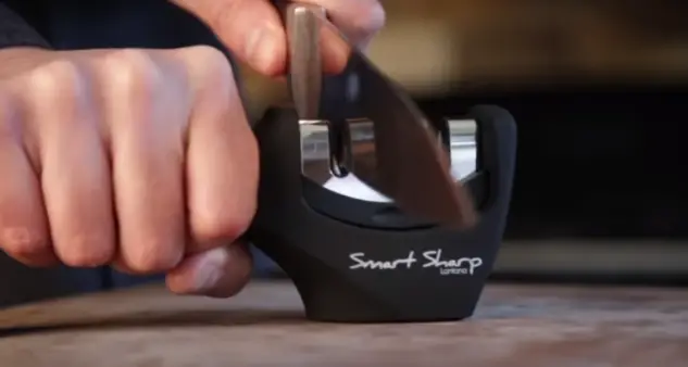 Start with the coarse slot if your knife is dull. Start with the Coarse Slot