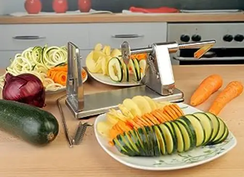 Grunwerg Stainless Steel Vegetable Spiralizer The Grunwerg Stainless Steel Vegetable Spiral Slicer