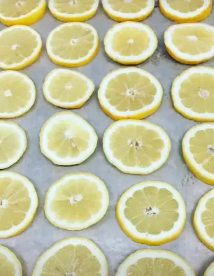 Place plate of lemon slices in the freezer Place the tray or plate of lemon slices in the freezer