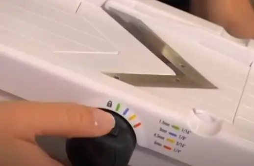Select the size of slices you want, ranging up to a quarter inch in thickness Select the size of slices you want