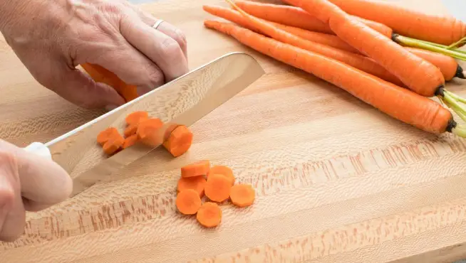 chop the carrot into circles with a thickness of around 5mm Thick Rounds